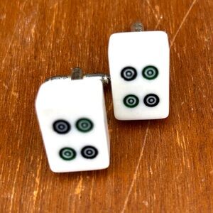 Four dots mini mahjong Cufflinks
